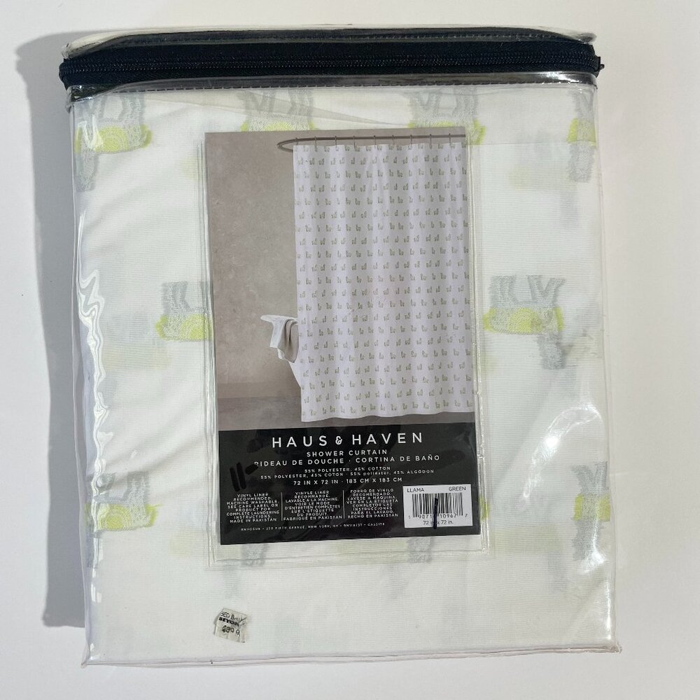 Haus + Haven Llama Fabric Shower Curtain
